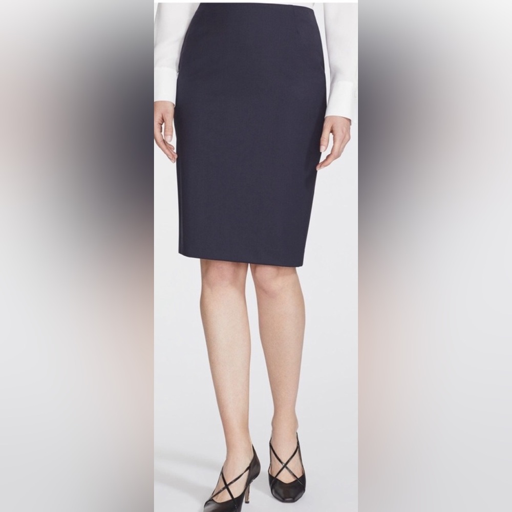 Used, Lafayette 148 Italian Stretch Wool Pencil Skirt, black, size 10